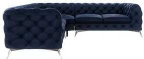 Тъмносин кадифен ъглов диван Chelsea – Ropez