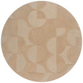Бежов вълнен кръгъл килим ø 160 cm Gigi - Flair Rugs