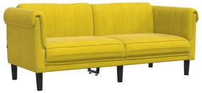 372581 vidaXL Диван, 2-местен, жълт, кадифе