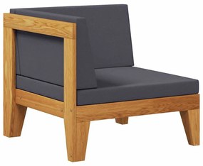 312149 vidaXL Модулен ъглов диван с тъмносиви възглавници, акация масив
