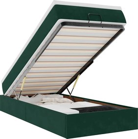 3311168 vidaXL Османска легло с матрак, тъмнозелено, 100x200 см, кадифе