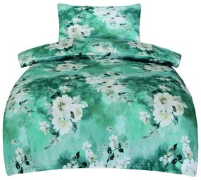 Зелено единично спално бельо от памучен сатен 140x200 cm Fiona – My House