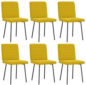 3315533 vidaXL Трапезни столове, 6 бр, жълти, кадифе