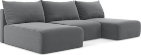 Сив кадифен сгъваем/с място за съхранение ъглов диван (U форма) Kalena – Makamii
