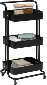 Кухненска количка 5five Black Edition, Черен, Метал, 3 нива