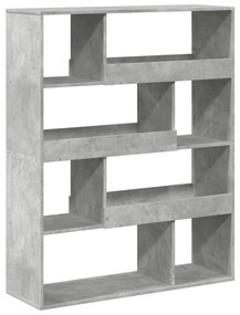 3309333 vidaXL Библиотека, бетонно сива, 100x33x125,5 см, инженерно дърво