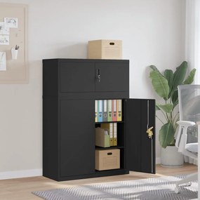 3188323 vidaXL Шкаф за папки черен 90x40x130 см стомана
