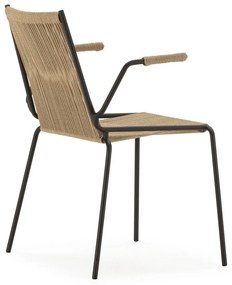 Бежови метални трапезни столове в комплект с подлакътници/за подреждане 2 бр. Emily – Marckeric