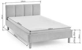 Сиво единично легло 120x200 cm тапицирано без ламелно дъно Joker – Meise Möbel