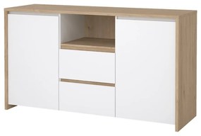 Скрин от дъбов декор в бял и естествен цвят 149x84x48 cm Next – Tvilum