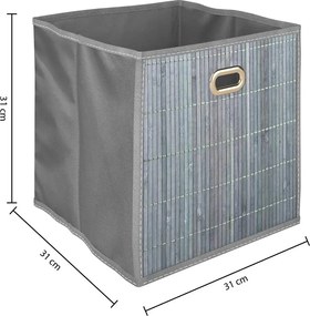 Кош за съхранение 5five, Бамбук, 31x31 cm - Сив