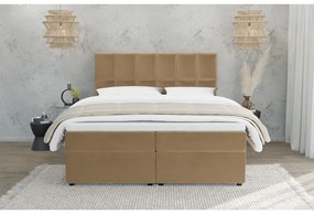 Двойно тапицирано легло с място за съхранение в цвят жълта охра 140x200 cm Flip – Ropez