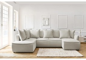 Кремав ъглов разтегателен диван (ляв ъгъл) Leon - Bobochic Paris