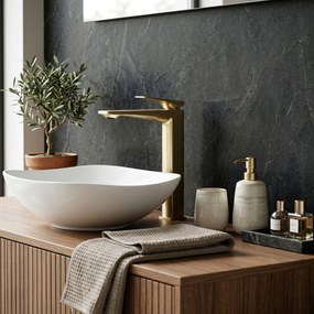 Смесител за мивка Rea Prime Brush Gold High