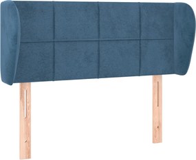 3117184 vidaXL Горна табла за легло с уши, тъмносиня, 93x23x78/88 см, кадифе