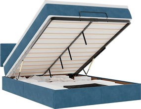 3312630 vidaXL Османска легло с матрак и LED, тъмносиньо, 140x200 см, кадифе