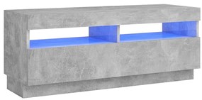 804458 vidaXL ТВ шкаф с LED осветление, бетонно сив, 100x35x40 см