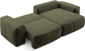 Зелен шенилов сгъваем ъглов диван (десен ъгъл) Kuki – Makamii