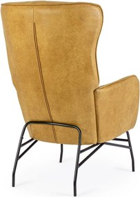 Кресло от изкуствена кожа в цвят горчица Nasira – Bizzotto
