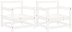 825493 vidaXL Градински столове, 2 бр, бели, борово дърво масив