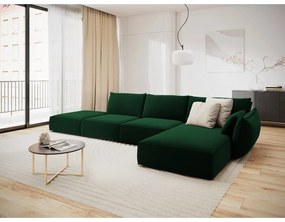 Тъмнозелен кадифен ъглов диван (десен ъгъл) Vanda – Mazzini Sofas