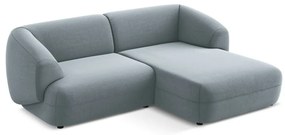 Светлосин кадифен ъглов диван (десен ъгъл) Moana – Makamii