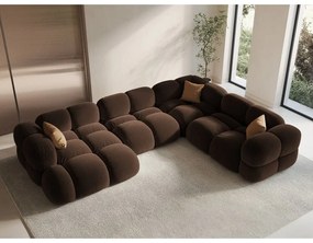 Тъмнокафяв кадифен ъглов диван (десен ъгъл/U форма) Loretto – Cosmopolitan Design