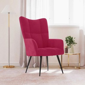 328078 vidaXL Релаксиращ стол, виненочервен, кадифе