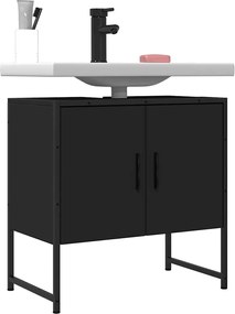 842456 vidaXL Шкаф за мивка за баня, черен, 60x33x60 см, инженерно дърво