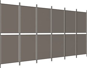 350240 vidaXL Параван за стая, 6 панела, антрацит, 300x200 cм, текстил