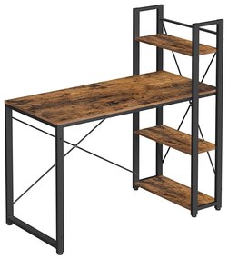 Писмен бюро SOLEA с рафтове, кафяво/черно