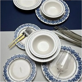 Комплект за хранене 16 части, синьо/бяло, порцелан