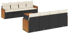 3259900 vidaXL Градински комплект диван с възглавници 9 части черен полиратан