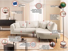 Бежов шенилов ъглов диван (десен ъгъл/L форма) Mauris – Ropez