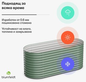 Blumfeldt High Grow, повдигната леха, 200 x 80 x 100 cm, изработена от вълнообразна стоманен лист, лесна за сглобяване, устойчива на ръжда и замръзване