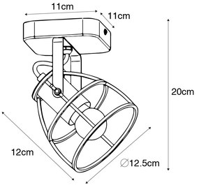 Индустриален прожектор тъмно сив с дърво регулируем - Arthur