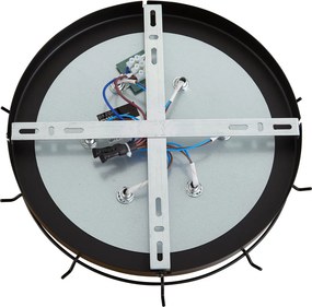 Art Deco plafondlamp zwart met smoke glas ovaal 6-lichts - Mochan