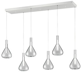 Бяло LED висящо осветително тяло със стъклен абажур Cipera – CINQUE