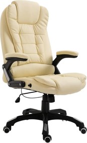 20234 vidaXL Офис стол, кремав, изкуствена кожа