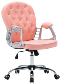 289361 vidaXL Въртящ се офис стол, розов, изкуствена кожа