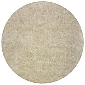 Бежов кръгъл килим от рециклирани влакна подходящ за пране 133x133 cm Fluffy – Flair Rugs
