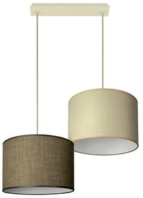 Пендел ЛИОН, крем, абажури Сами Кафяв + Сами Екрю, 2xE27