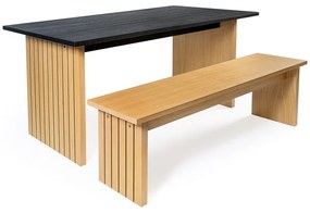 Маса за хранене с дъбов плот 90x160 cm Stripe - Woodman