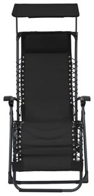 312467 vidaXL Сгъваем стол-шезлонг, textilene, черен