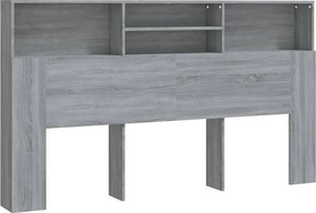 817256 vidaXL Табла за легло тип шкаф, сив сонома, 180x19x103,5 см