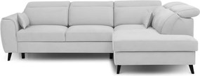 Бял кадифен разтегателен ъглов диван с място за съхранение (десен ъгъл L форма) Noble – ELTAP