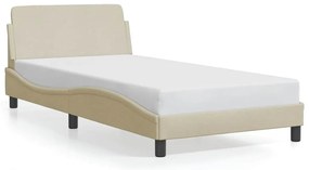 373130 vidaXL Рамка за легло Dover, кремава, 100x200 см, плат