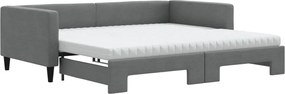 3196602 vidaXL Канапе с изтеглящо легло и матрак тъмносиво 100x200 см плат