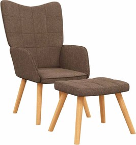 327933 vidaXL Релакс стол с табуретка, кафяв, текстил