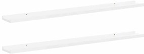 326651 vidaXL Стенни рафтове, 2 бр, бял гланц, 100x9x3 см